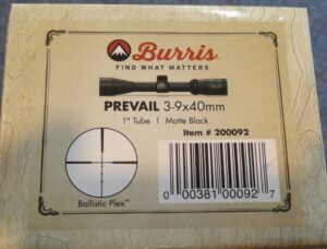 BURRIS "PREVAIL" 3-9X40SCOPE. BALLISTIC PLEX. NEW!!