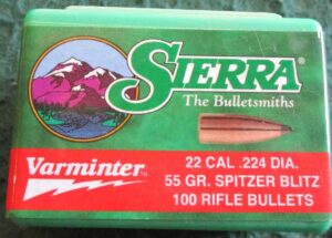 SIERRA VARMINTER .22 CAL .224 DIA 55 GRAIN SPITZER BLITZ...........NEW!!