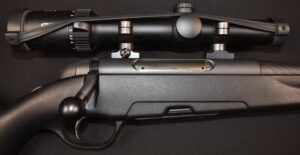 STEYR MANNLICHER 9.3X62MM BOLT ACTION + MEOPTA 1-6 SCOPE. AS NEW.