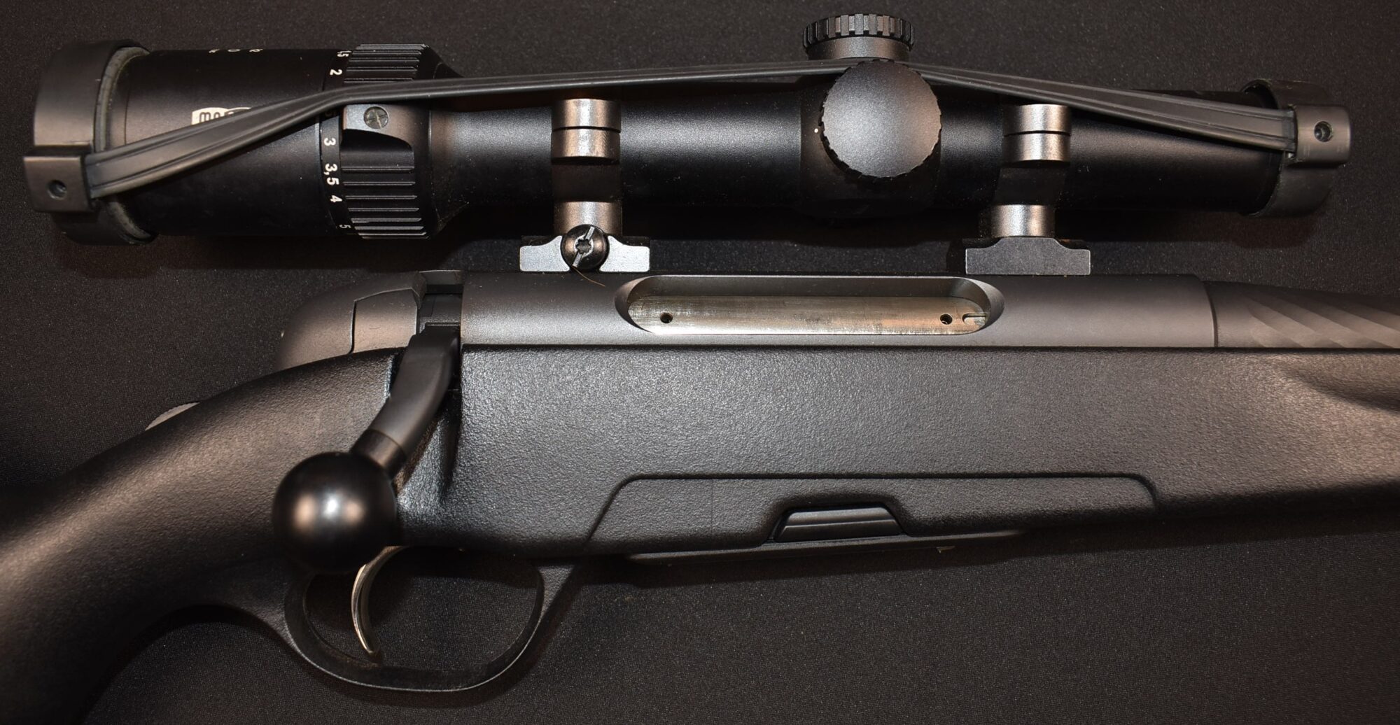 STEYR MANNLICHER 9.3X62MM BOLT ACTION + MEOPTA 1-6 SCOPE. AS NEW.